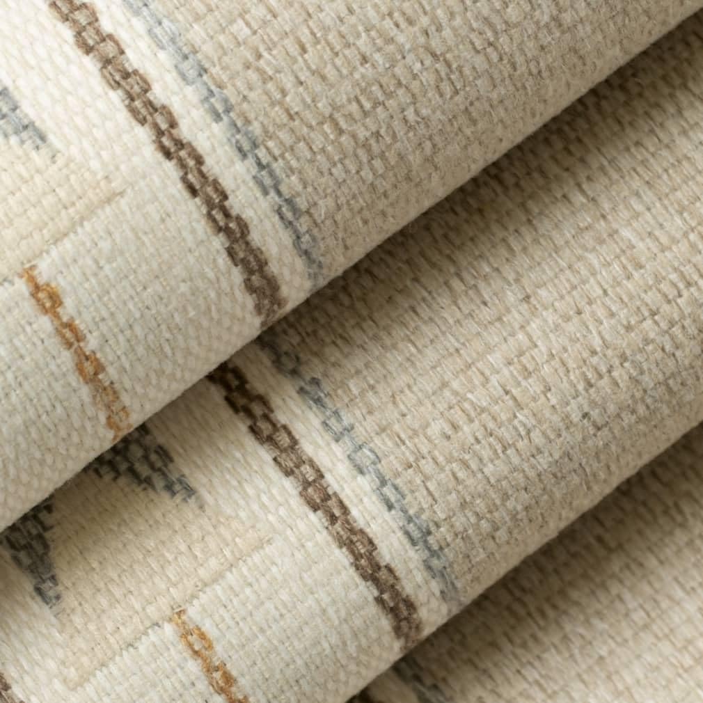 Beige Made in America Crypton Global Southwestern Stripe Woven Pattern Upholstery Fabric by The Yard - SKU: Calix Beige