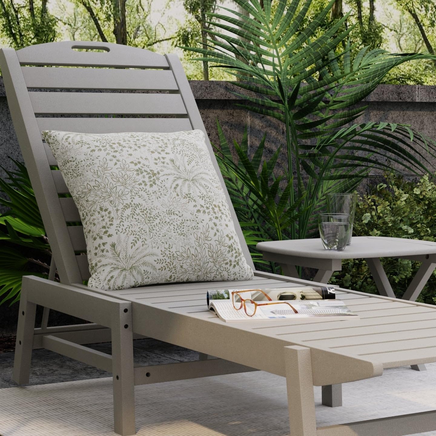 Green Performance Grade Global-Inspired Toile Woven Pattern Upholstery Fabric by The Yard - SKU: Tien Palm