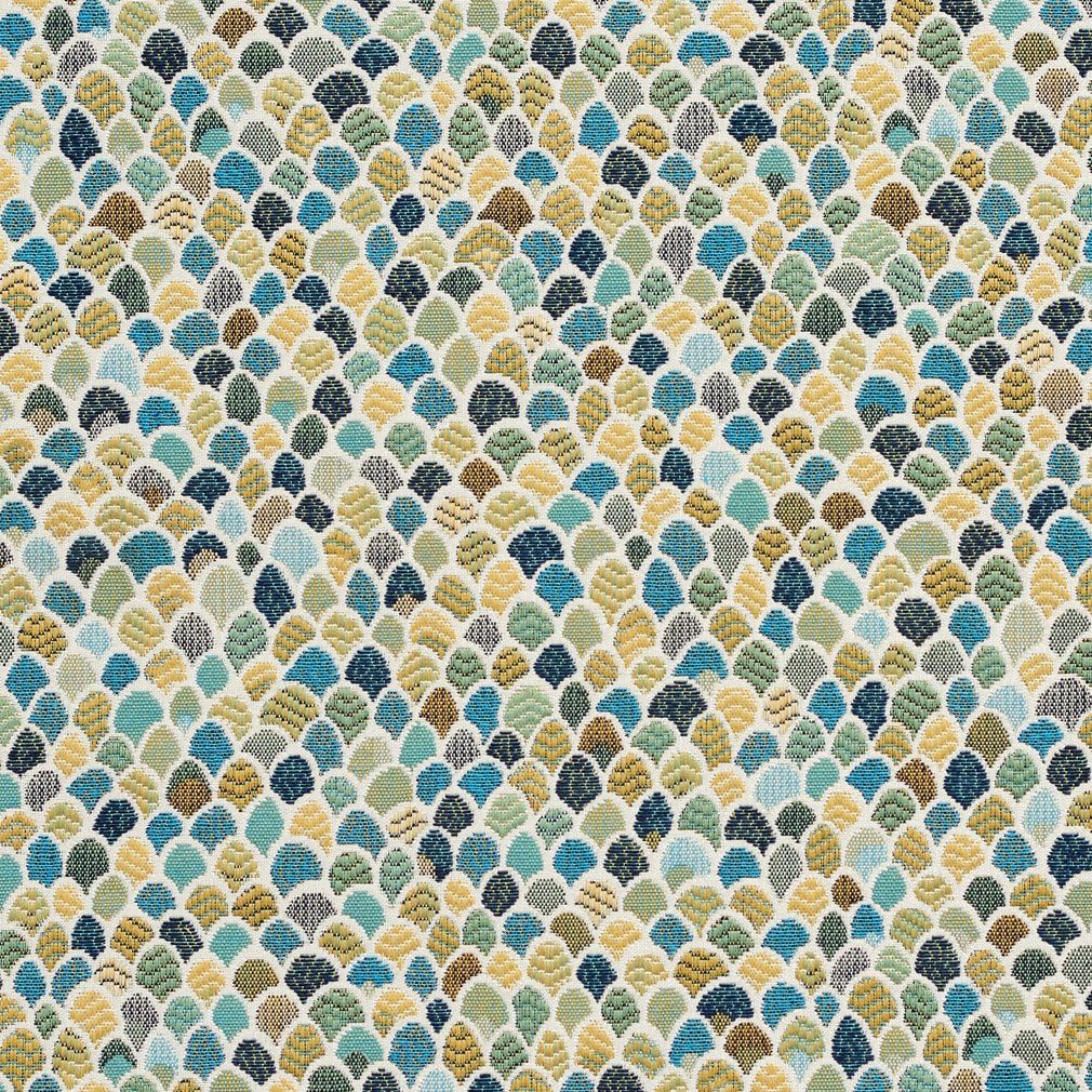 Aqua Green Abstract Small Scale Woven Pattern Upholstery Fabric by The Yard - SKU: Venice Teal