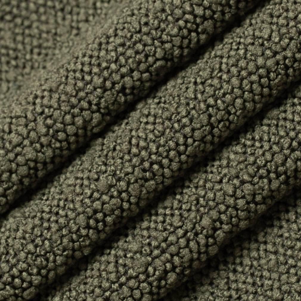 Green Boucle Textured Upholstery Fabric by The Yard - SKU: Kenley Olive