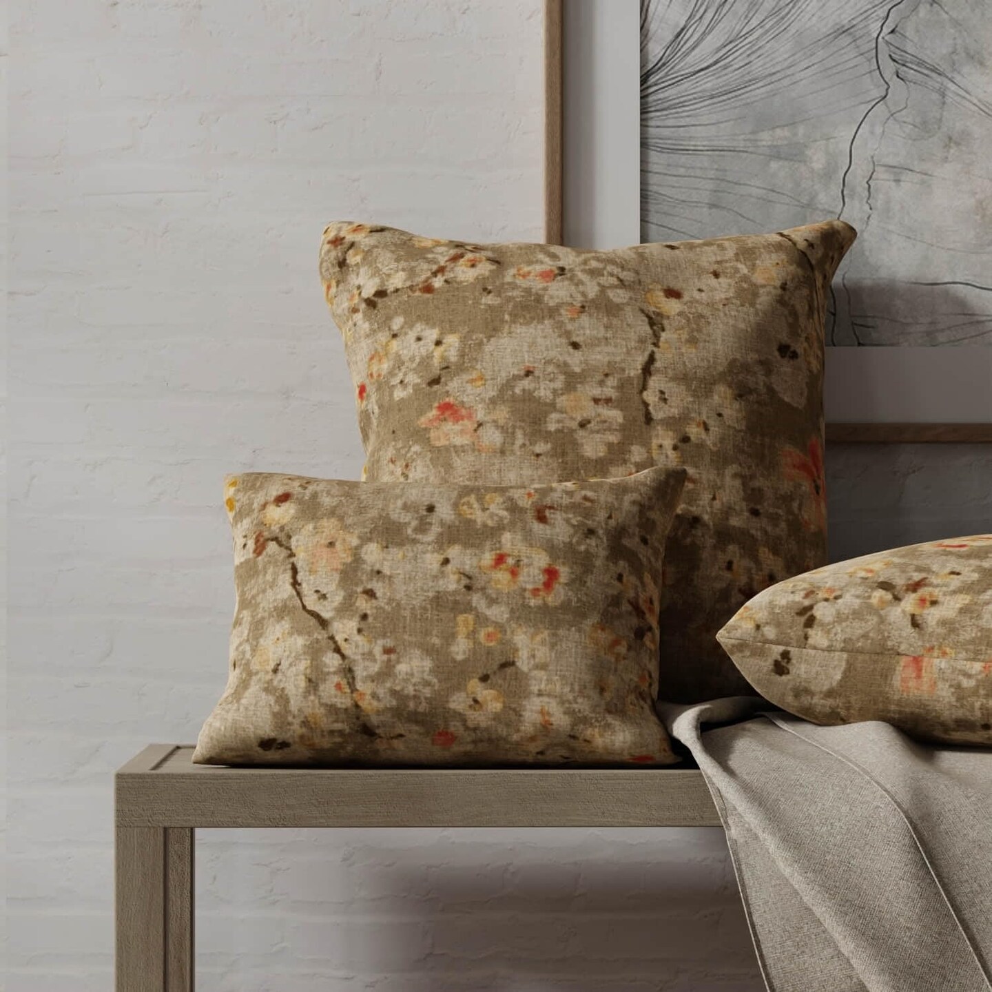 Natural Pink Floral Woven Pattern Upholstery Fabric by The Yard - SKU: Zinka Tuscany