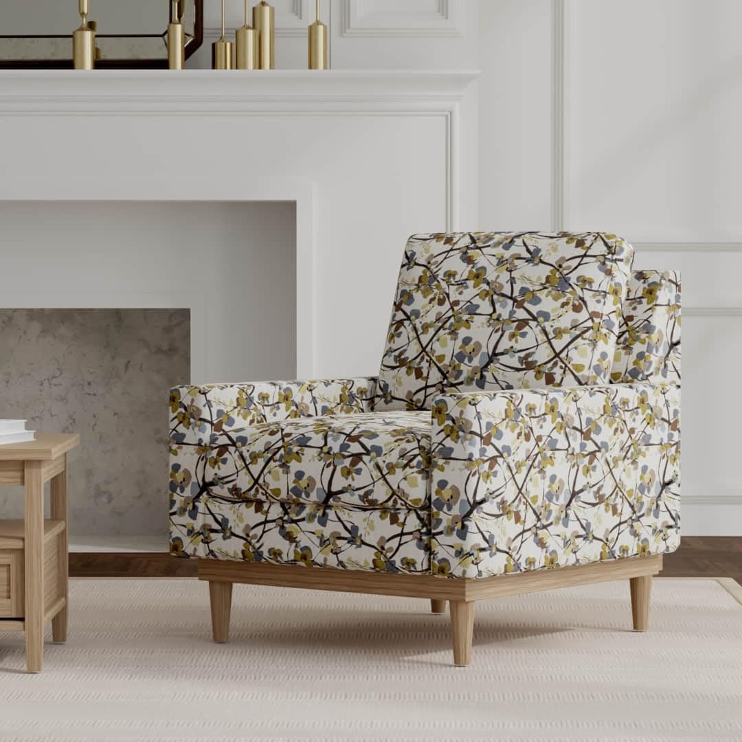 Blue Green Abstract Leaves Woven Pattern Upholstery Fabric by The Yard - SKU: Kenosha Breeze