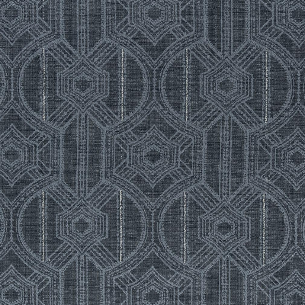 Blue Stain Resistant Performance Pet Friendly Global Geometric Woven Pattern Upholstery Fabric by The Yard - SKU: Fremont French Blue