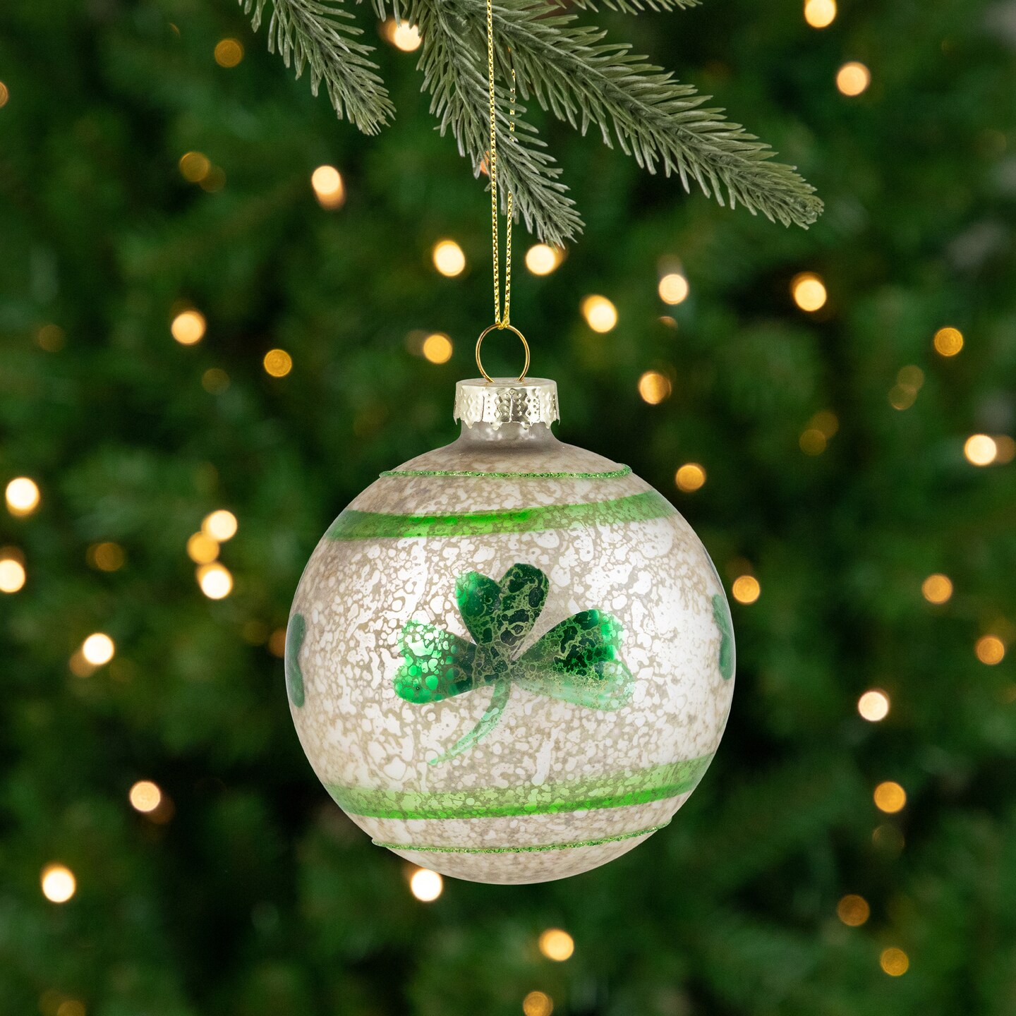 Northlight Irish Shamrock Mercury Glass Christmas Ornament - 3" - Green