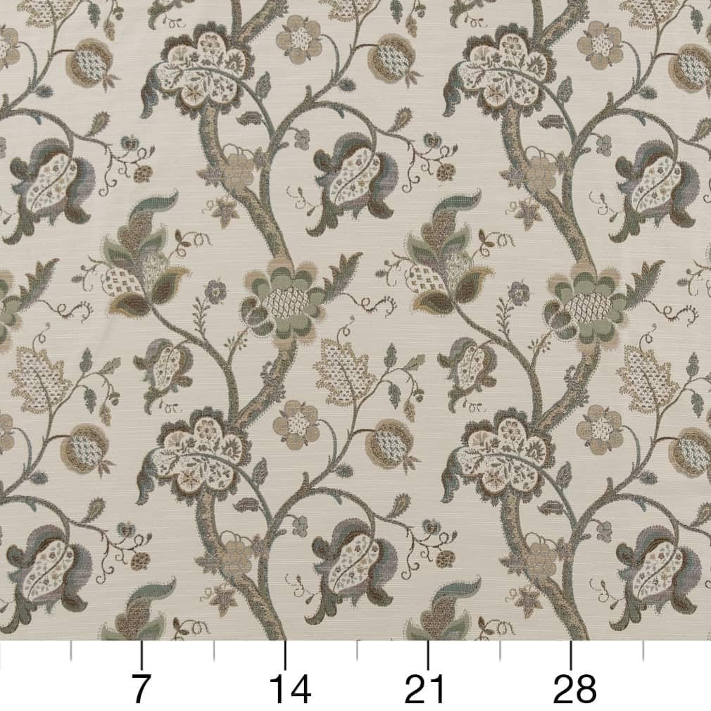 Green Floral Tapestry Woven Pattern Upholstery Fabric by The Yard - SKU: Captiva Celadon
