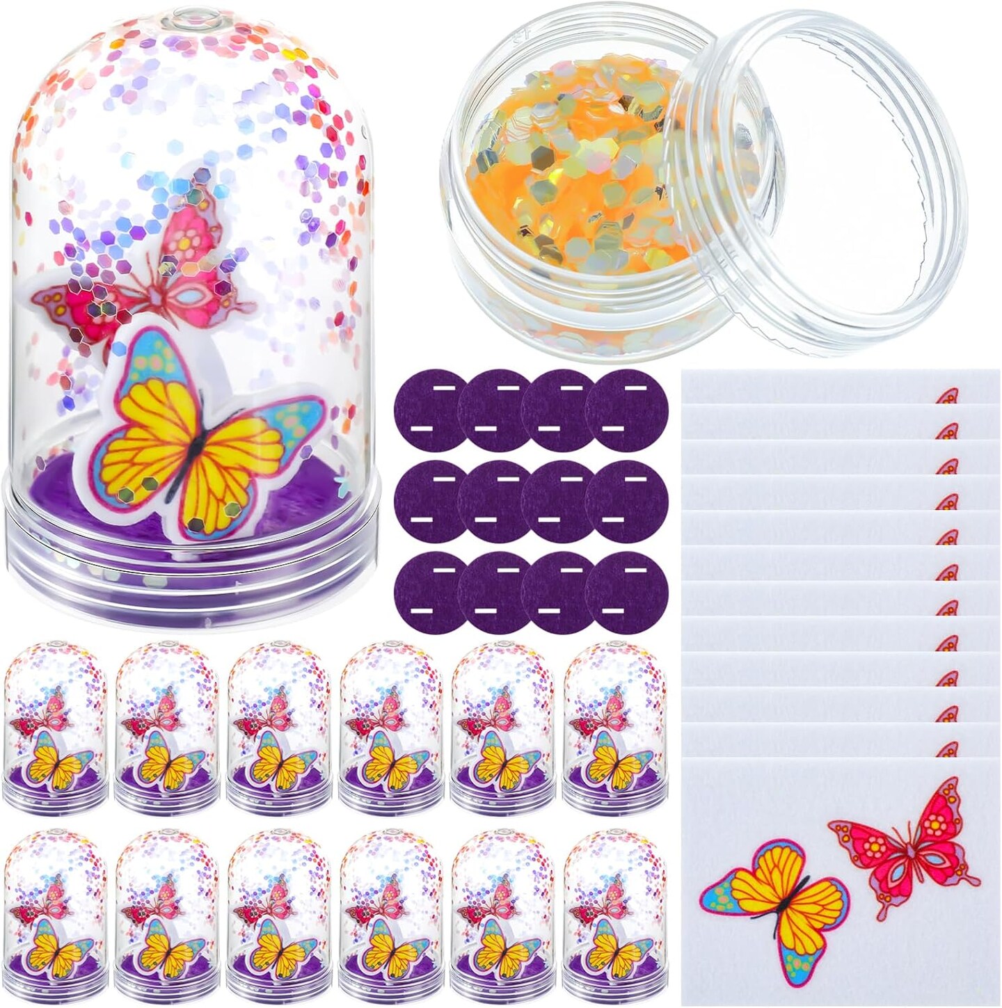 Spring Butterfly Craft DIY Snow Globe Kit Fairy Crafts Make Your Own Glitter Globe Plastic Spring DIY Butterfly Decoration for Gifts Exchange Arts Project Family Activities