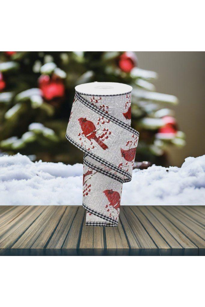 2.5&#x22; Cardinal Gingham Check Ribbon: Silver (10 Yards)