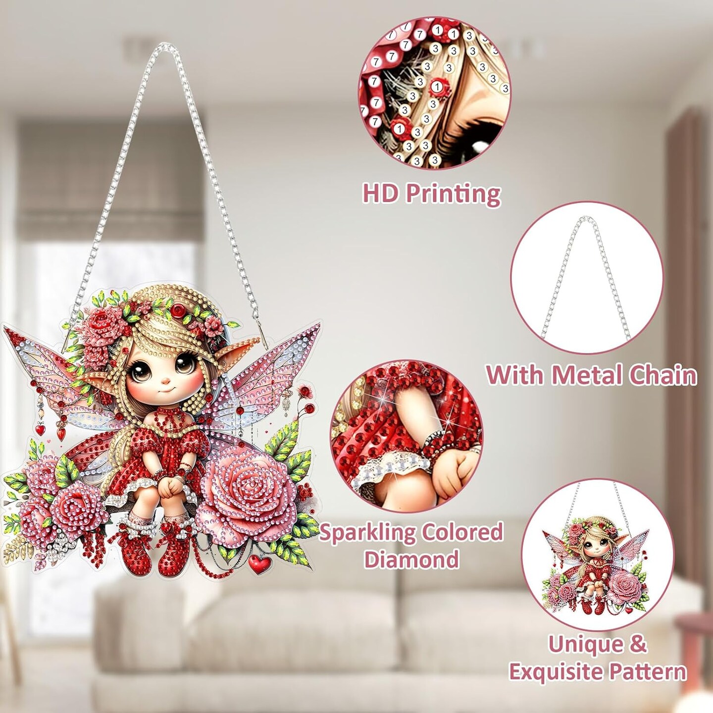 Angel Hanging Diamond Art Painting Kits for Adults Beginners, 5D Special Shape Diamond Art Kits