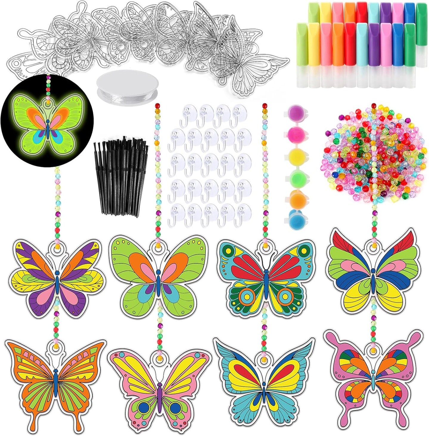 DIY Activity Butterfly Spring Suncatchers Ornaments Decorations DIY Window Paint Art Painting Craft Kits for Kids DIY Sun Catchers Classroom Easter Spring Summer Party Activities Art Project (butterfly)
