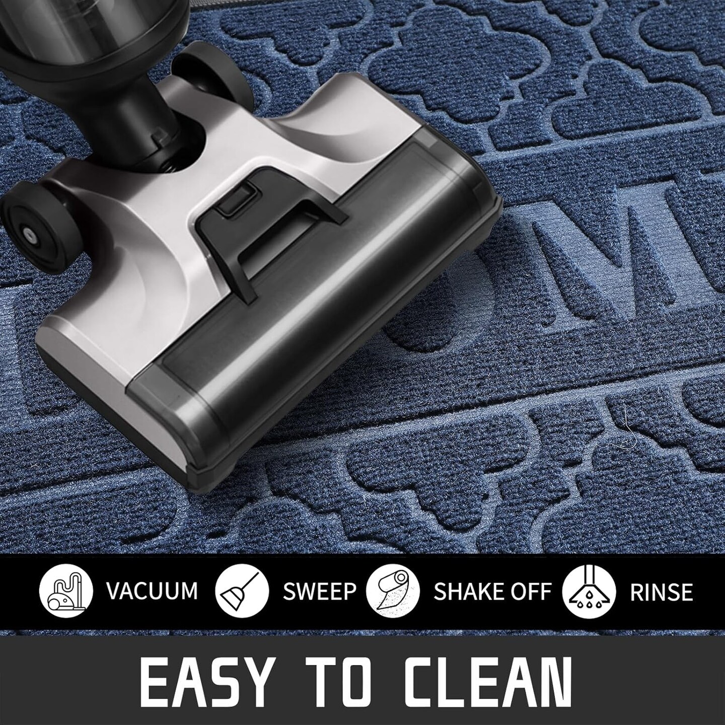 Welcome Mat - Outdoor & Indoor, 29.5x17 All-Season Waterproof, Heavy Duty, Low Profile, Non-Slip, Blue