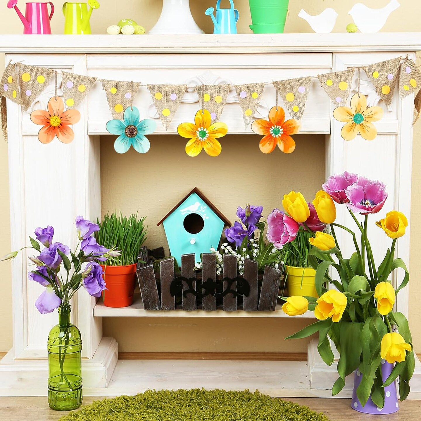 Activity Craft Wooden Flower Ornaments Kits to Paint Spring Decoration