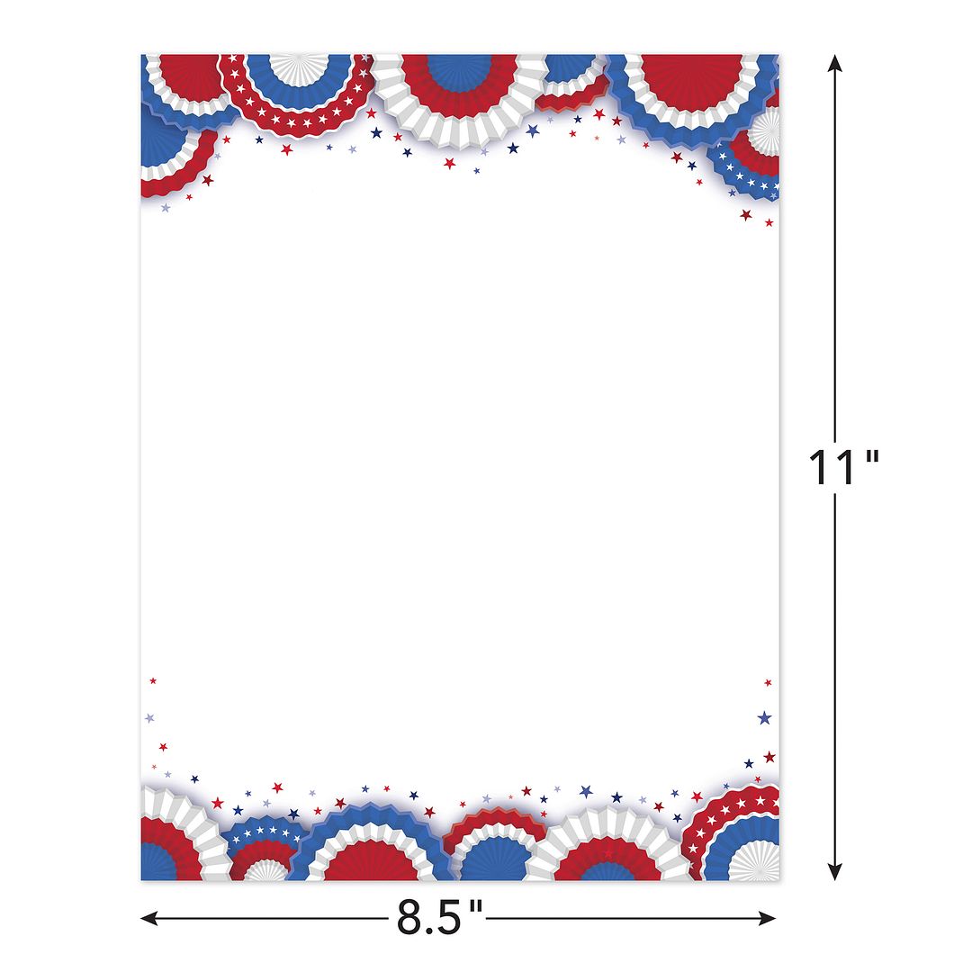 Great Papers! Patriotic Fan Letterhead, for Invitations, Announcements and Personal Messages, Printer Friendly 8.5”x11”, 50 Pack