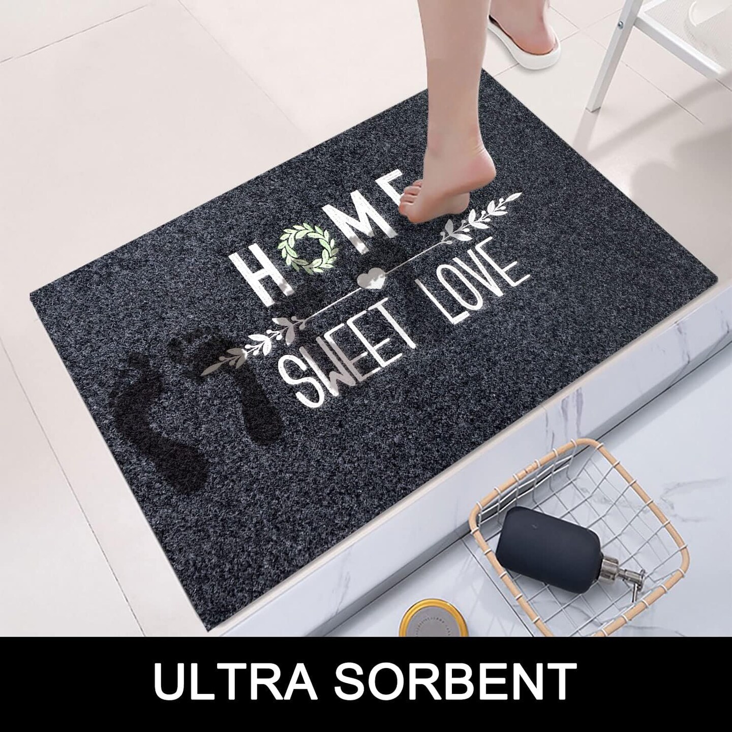 Front Door Mat, Durable Low Profile Welcome Mat Indoor,Trap Dirt and Dust Doormat Outdoor Non Slip Rugs for Patio, Yard, Garage, High Traffic Areas (Dark Grey, 28&#x22;x18&#x22;)