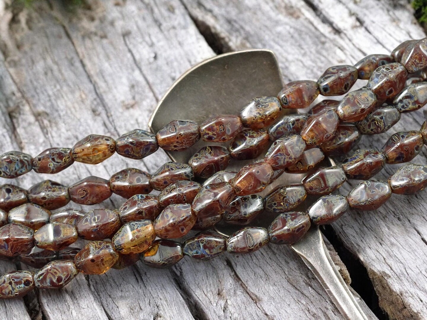 *16* 8x6mm Red Sunset Travertine Bicone Beads