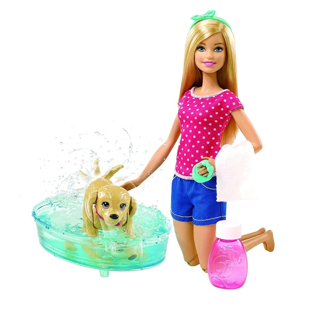 Barbie Splish Splash Pup Playset Doll Puppy Bubble Bathtime Tub Mattel Toy Dgy83