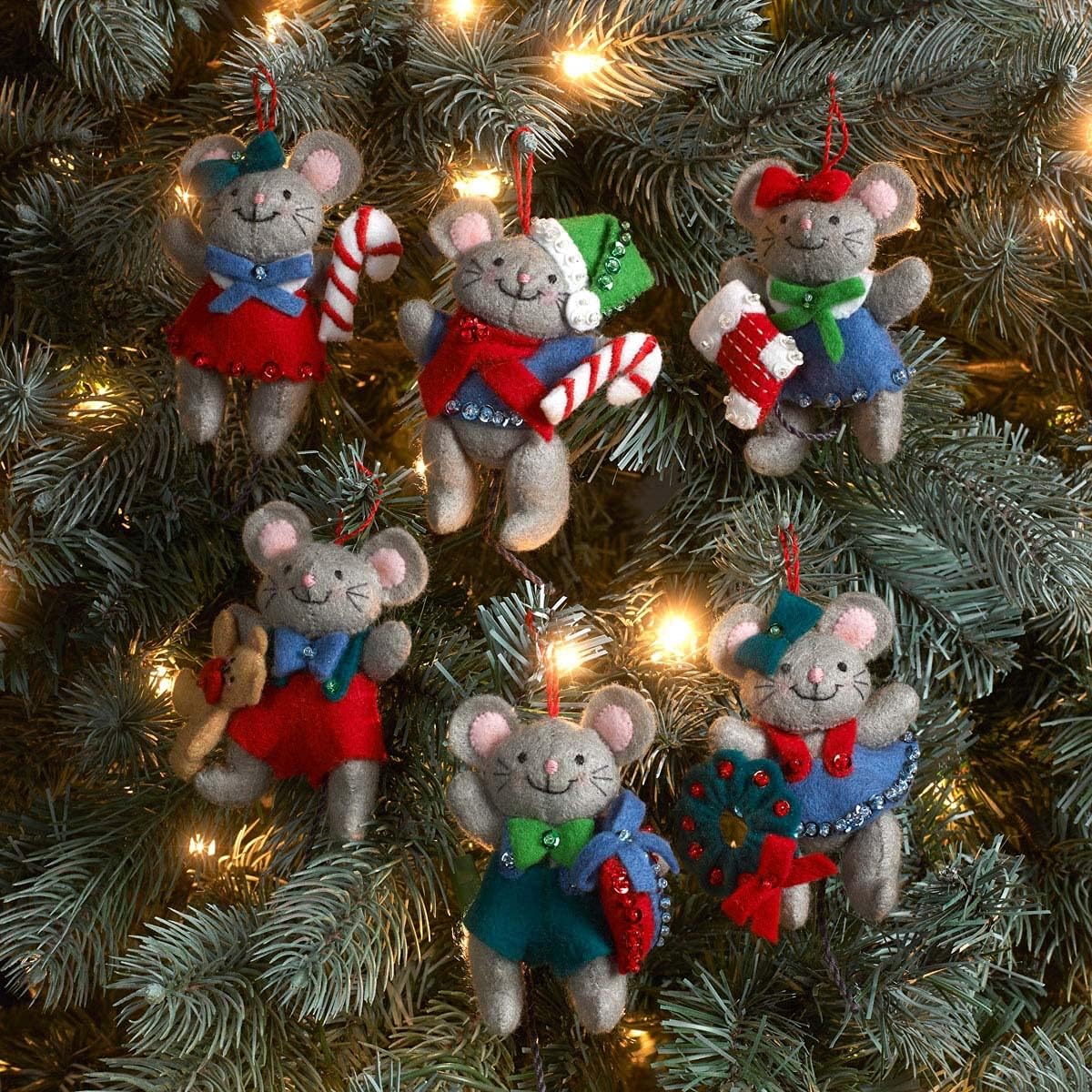 Felt Applique Christmas Ornament Kit, Night Before Christmas, Set of 6