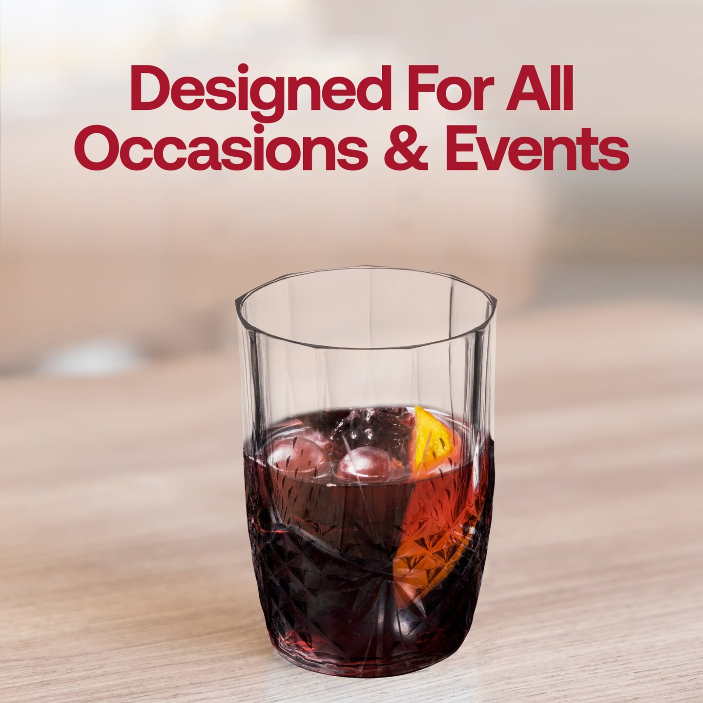 Clear Stripe Round Disposable Plastic Tumblers - 16 oz. (48 Tumblers)