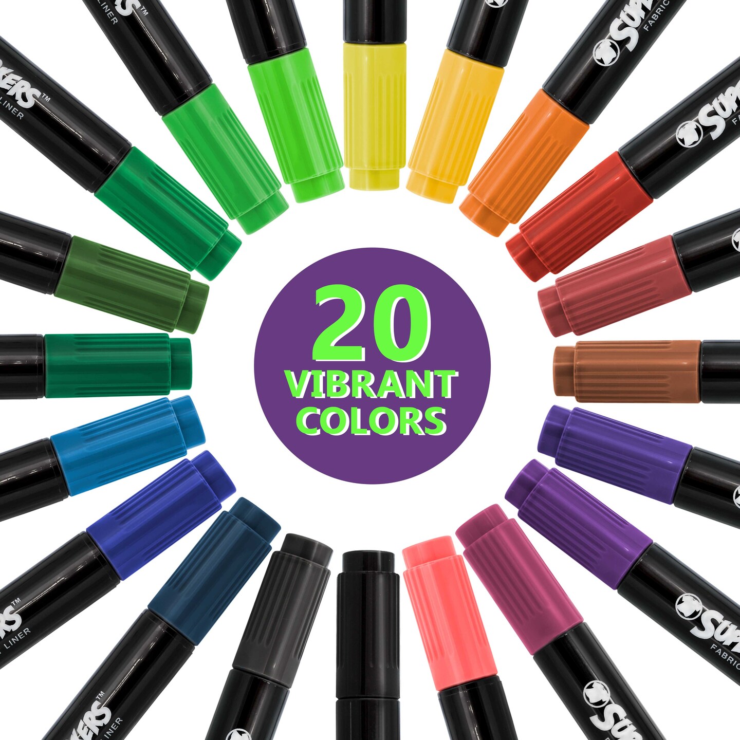 40 Unique Primary &#x26; Pastel Colors Dual Tip Fabric &#x26; T-Shirt Marker Set - Double-Ended Fabric Markers with Chisel Point and Fine Point Tips Vibrant Ink