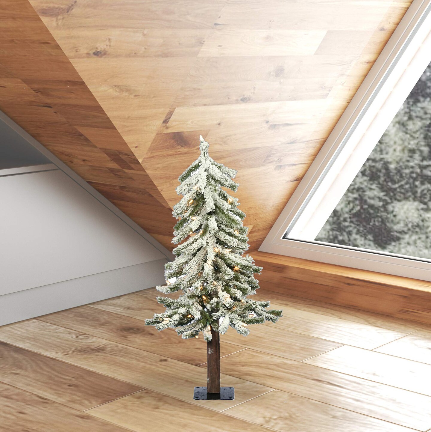 Vickerman 2&#x27; x 14&#x22; Flocked Alpine 72T 50WmWht LED - A807421LED