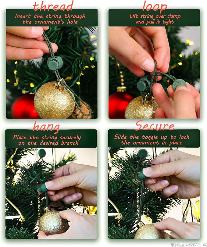 Christmas Tree Decorating Hangers Great Xmas Ornament Hooks for Hanging Christmas Decorations 35 PCS(Green)
