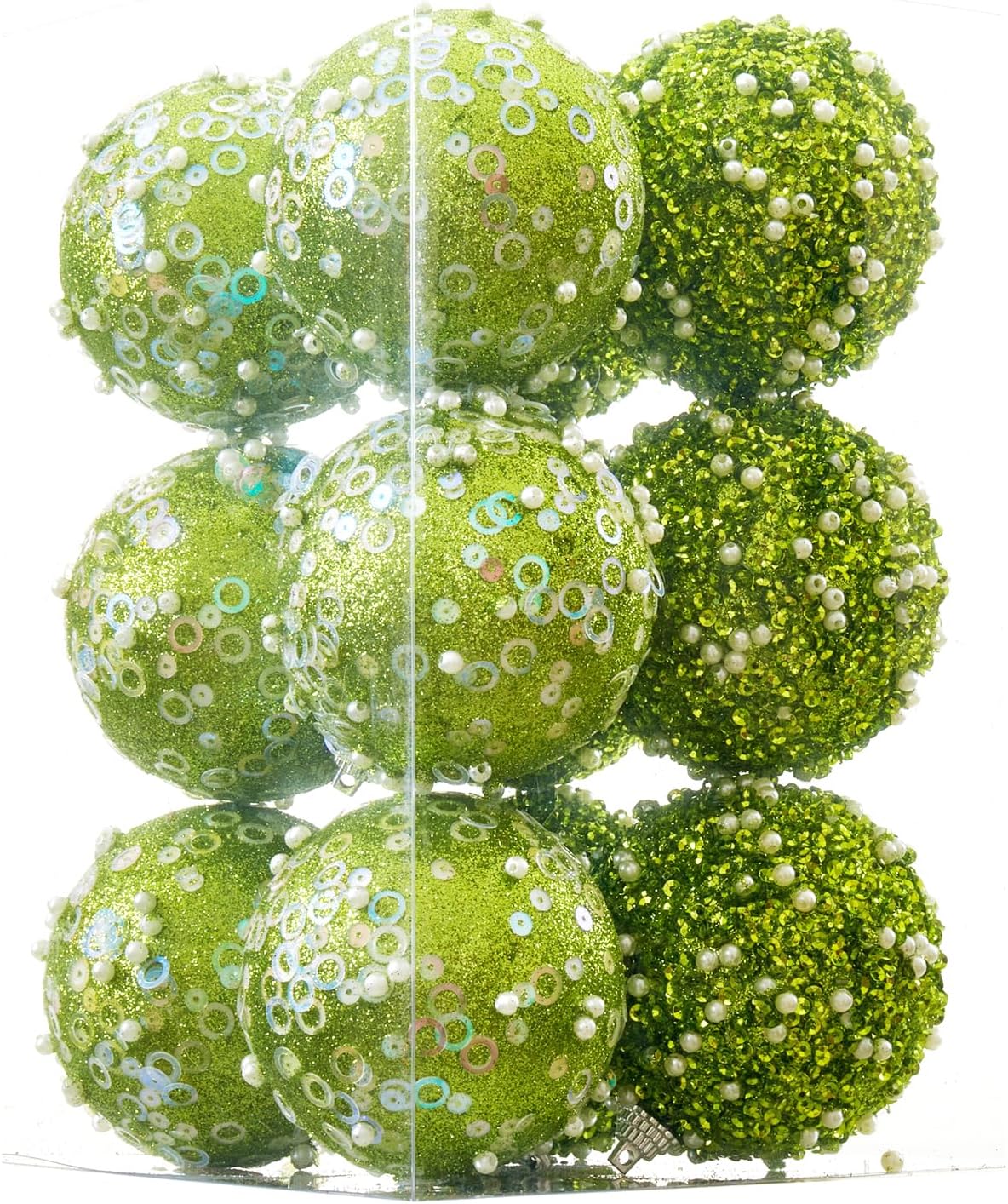 12CT Christmas Ball Ornaments, Green Christmas Ball Decorations Shatterproof Plastic Hanging Pearl Balls for Holiday Party(70mm/2.76&#x22;)