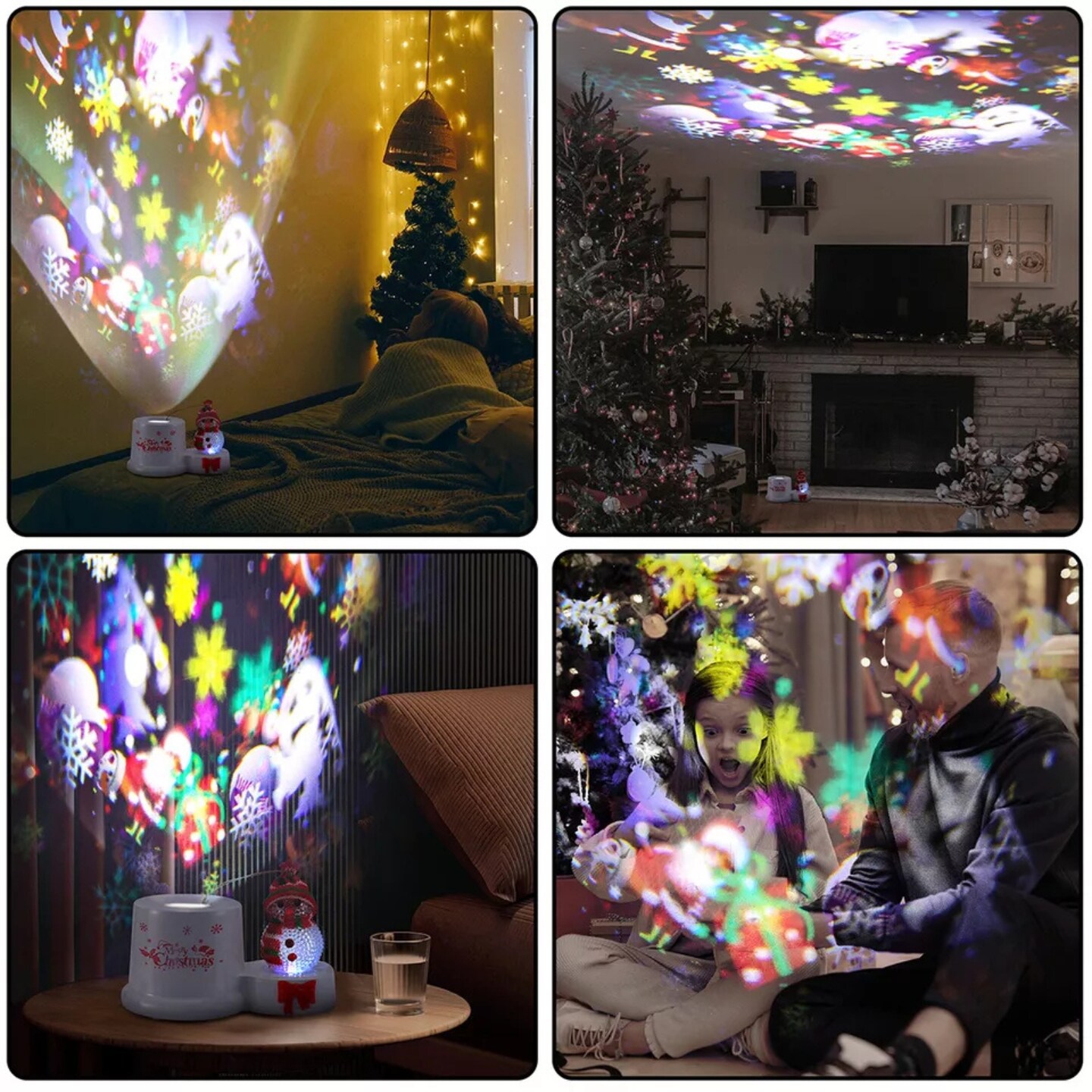 Kitcheniva 16 Dynamic Patterns Christmas Snowflake Projector