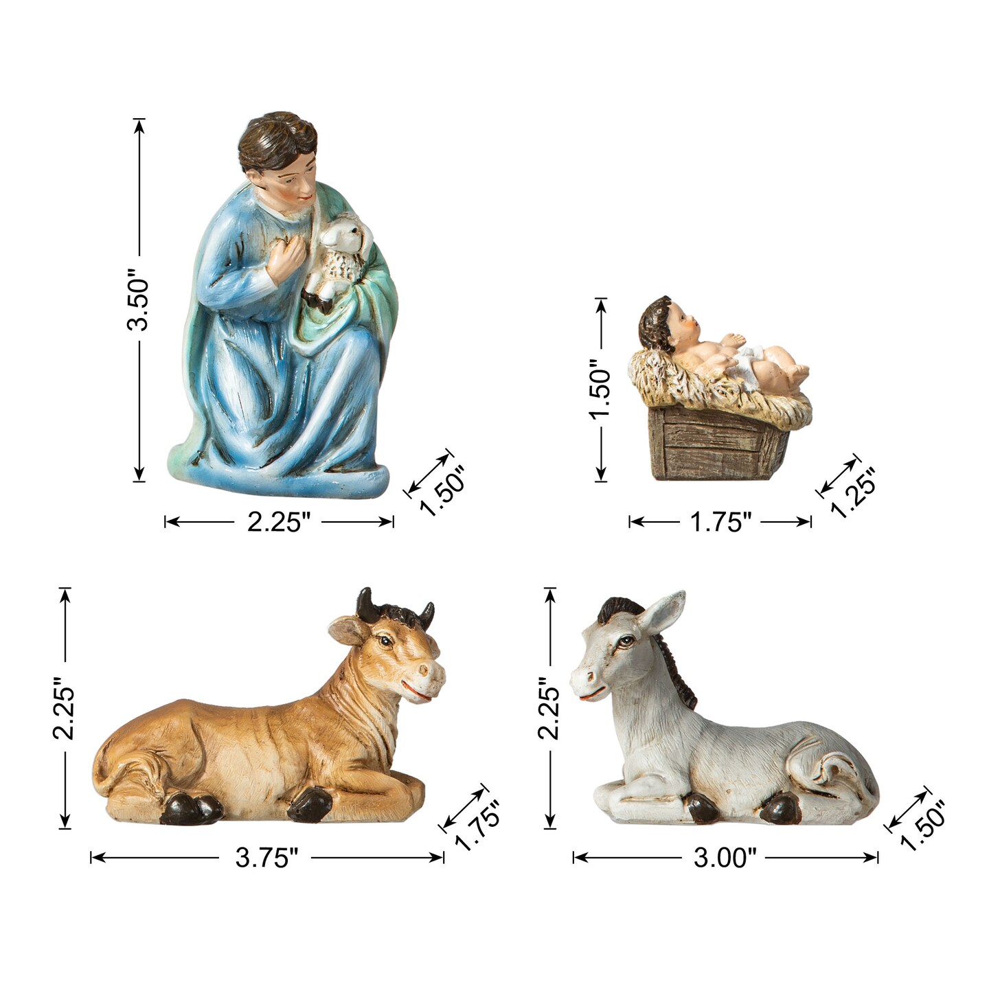 12pcs Oversized Deluxe Blue Resin Nativity Figurine Set