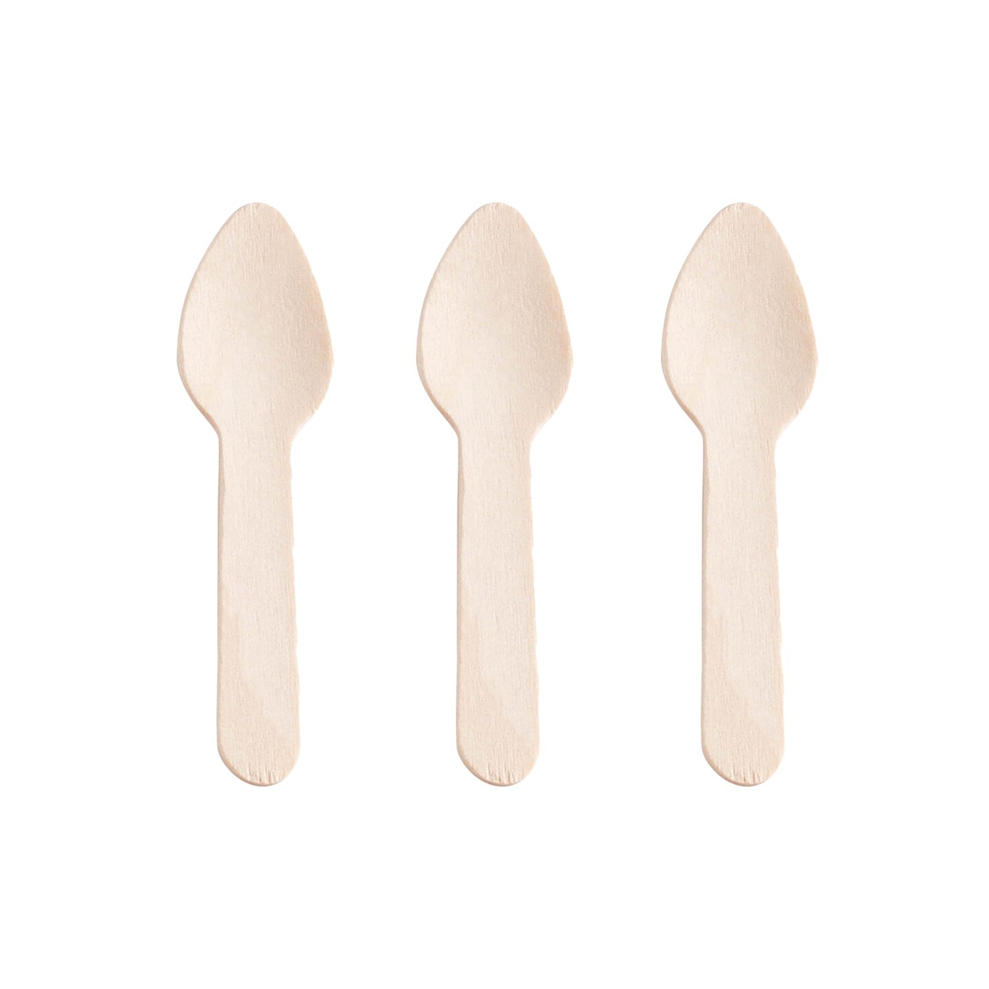 Natural Birch Eco-Friendly Disposable Mini Dessert Spoons - 3&#x22; (600 Spoons)