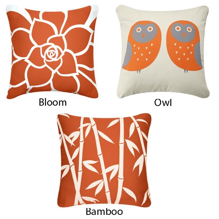 Orange Pillow, Orange and Grey Pillow Cover, Organic Throw Pillows, Tropical Pillow Covers, Asian Pillow Covers, Orange Decorative Pillows - image7