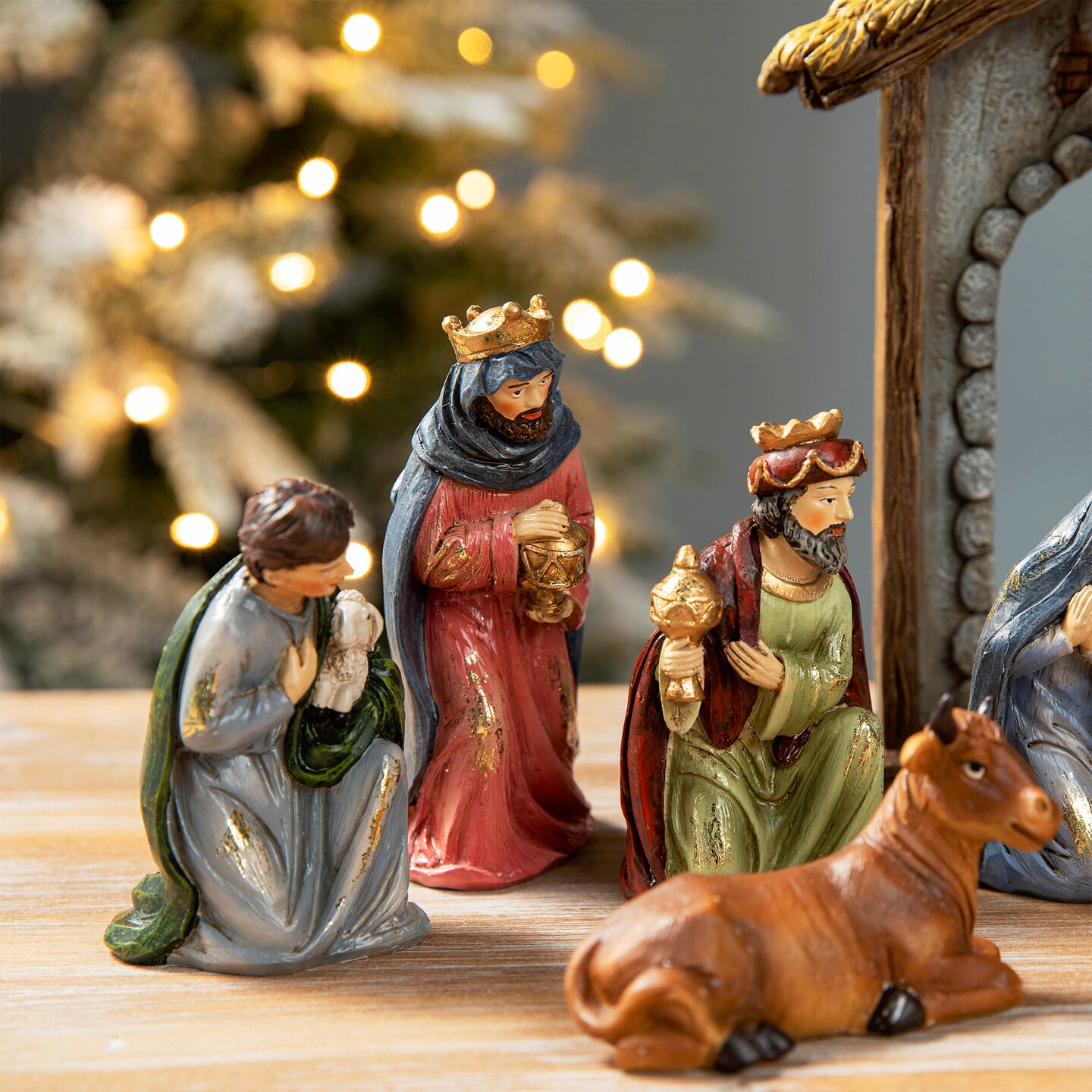 12pcs Oversized Deluxe Blue Resin Nativity Figurine Set