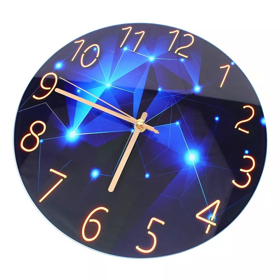 12" Blue Wall Clock, Silent & Large Wall Clocks for Living Room/Office