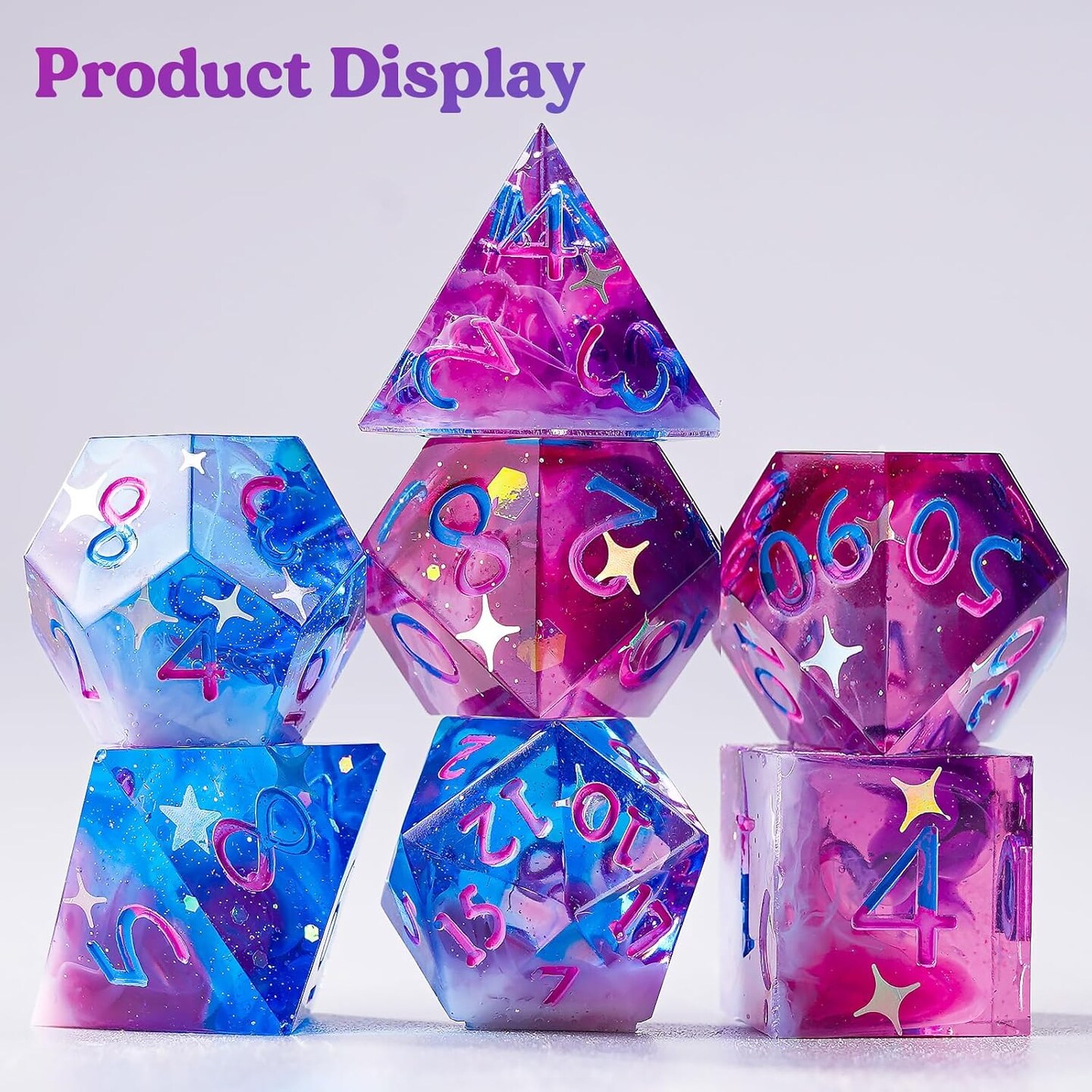 LET&#x27;S RESIN Dice Resin Molds Silicone, DND Dice Epoxy Resin Molds with 7 Standard Polyhedral Stereoscopic Dice Cavities, Silicone Molds for Epoxy Resin, DIY Dices Making, Table Board Game