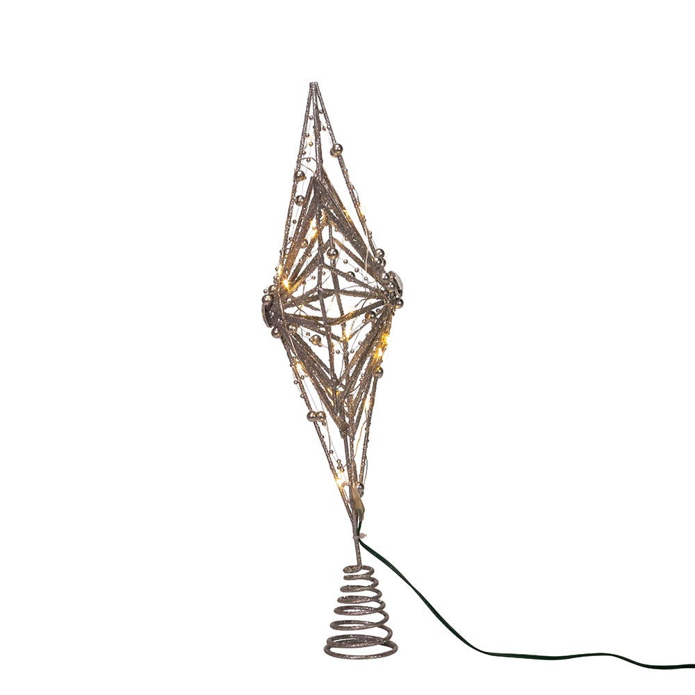 Kurt Adler 15.5-Inch 30-Light Fairy Light Silver Star Tree Topper