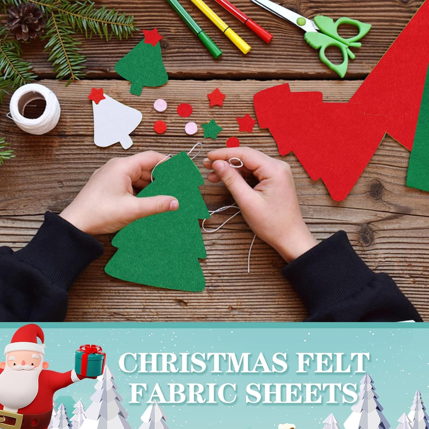 60 Pcs Christmas Felt Sheets 8 x 10 Inch Felt Squares Soft Thick DIY Christmas Colored Felt Pieces for Craft School Kids Art Christmas Decoration Ornaments Projects Gift