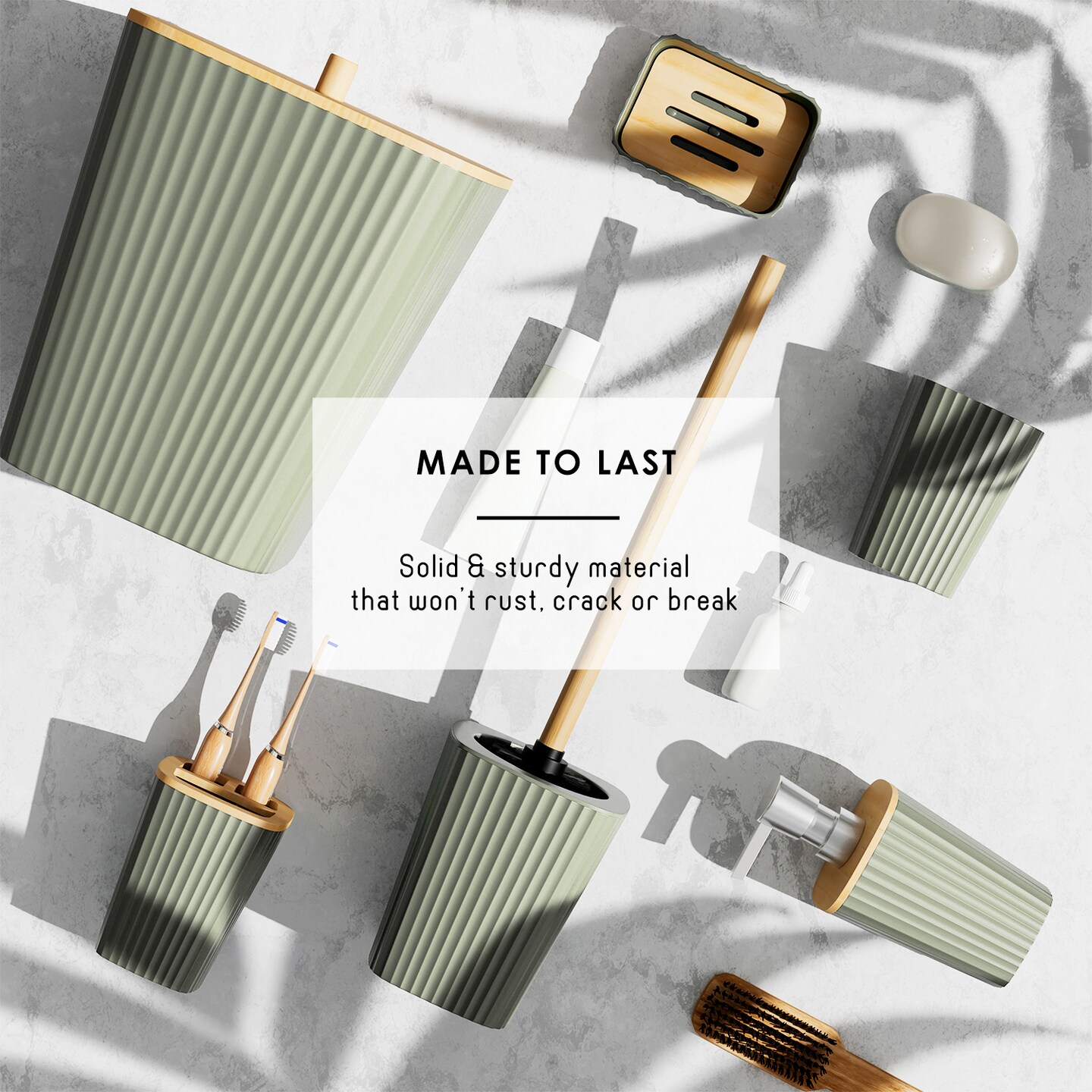 Clara Clark Bamboo Bathroom Accessories Set