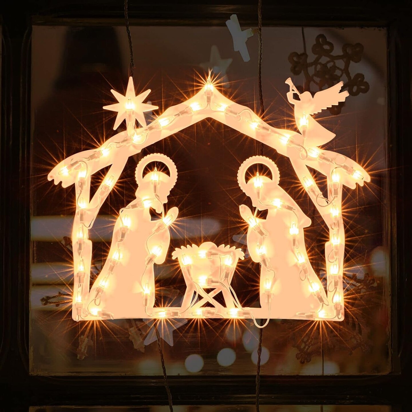 Lighted Nativity Christmas Window Decoration - Silhouette Lights for Home, Party, Patio, Lawn, Garden