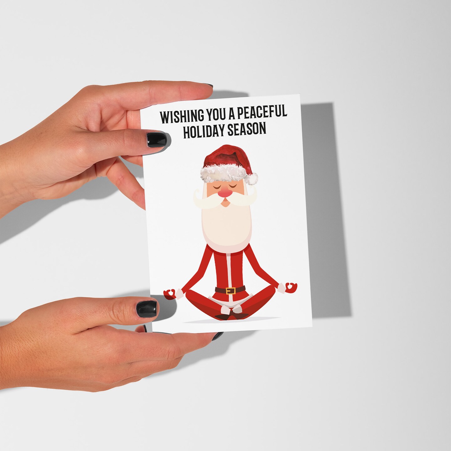 Yoga Santa Christmas Card - 24-Pack Holiday Greeting Cards with Peaceful Santa Meditation Design, Perfect for Sharing Calm Merry Christmas &#x26; Holiday Wishes, Blank Inside for Personalized Messages - Relaxing and Unique Stationery Set