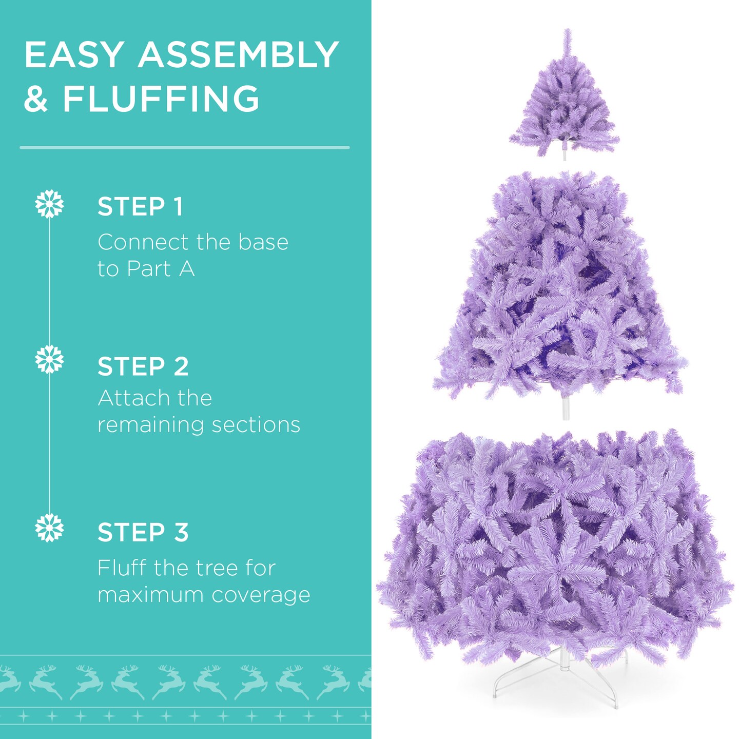 Best Choice Products Pre-Lit Lavender Christmas Tree, Artificial Full Holiday Decoration w/ Incandescent Lights