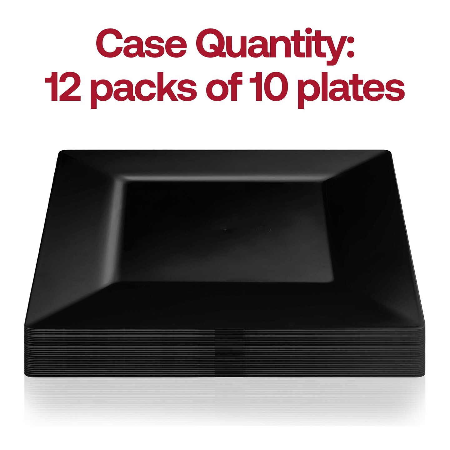 Black Square Plastic Dinner Plates - 9.5" (120 Plates)