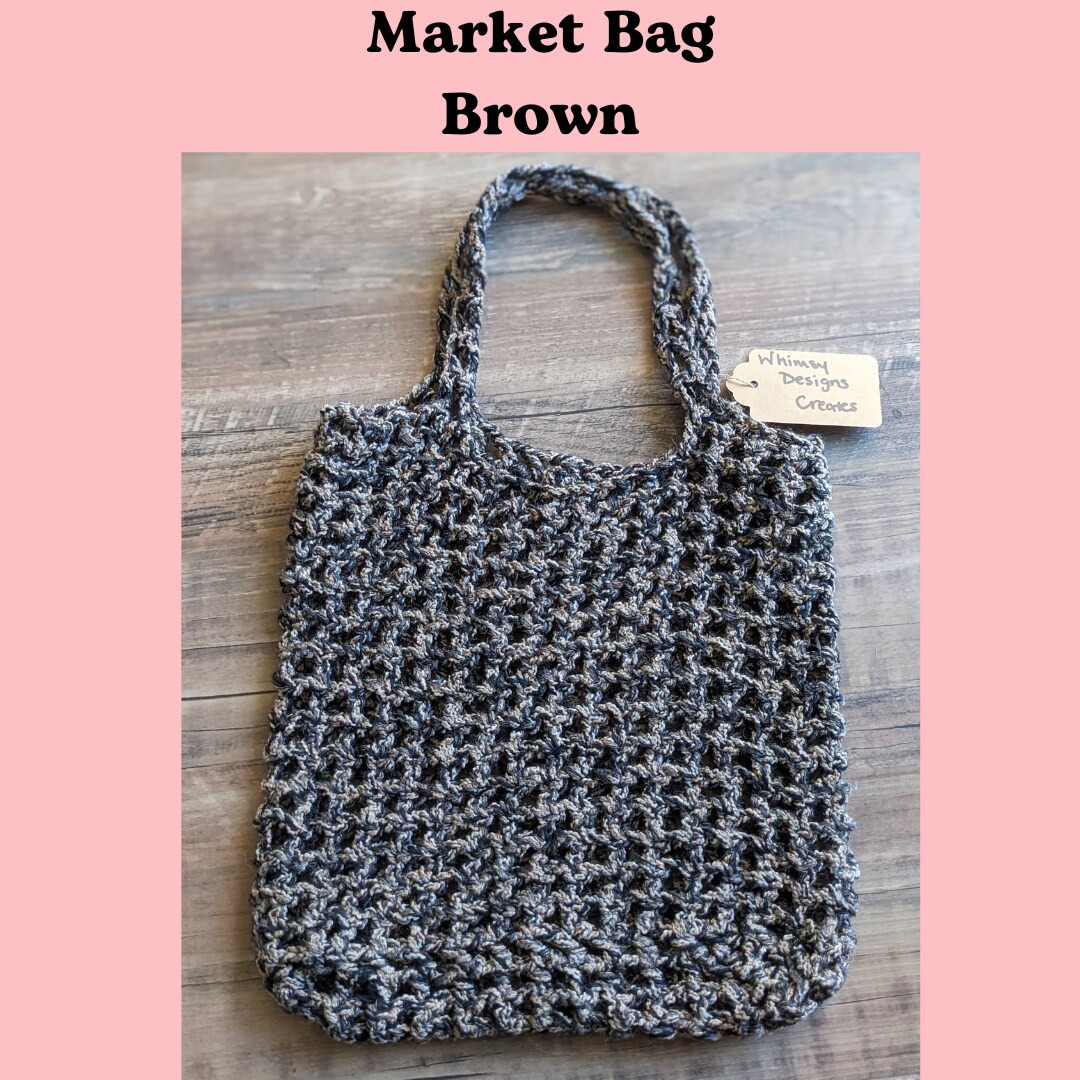 Crochet Foldable Market Bags and Purses, color style: Brown Market Bag