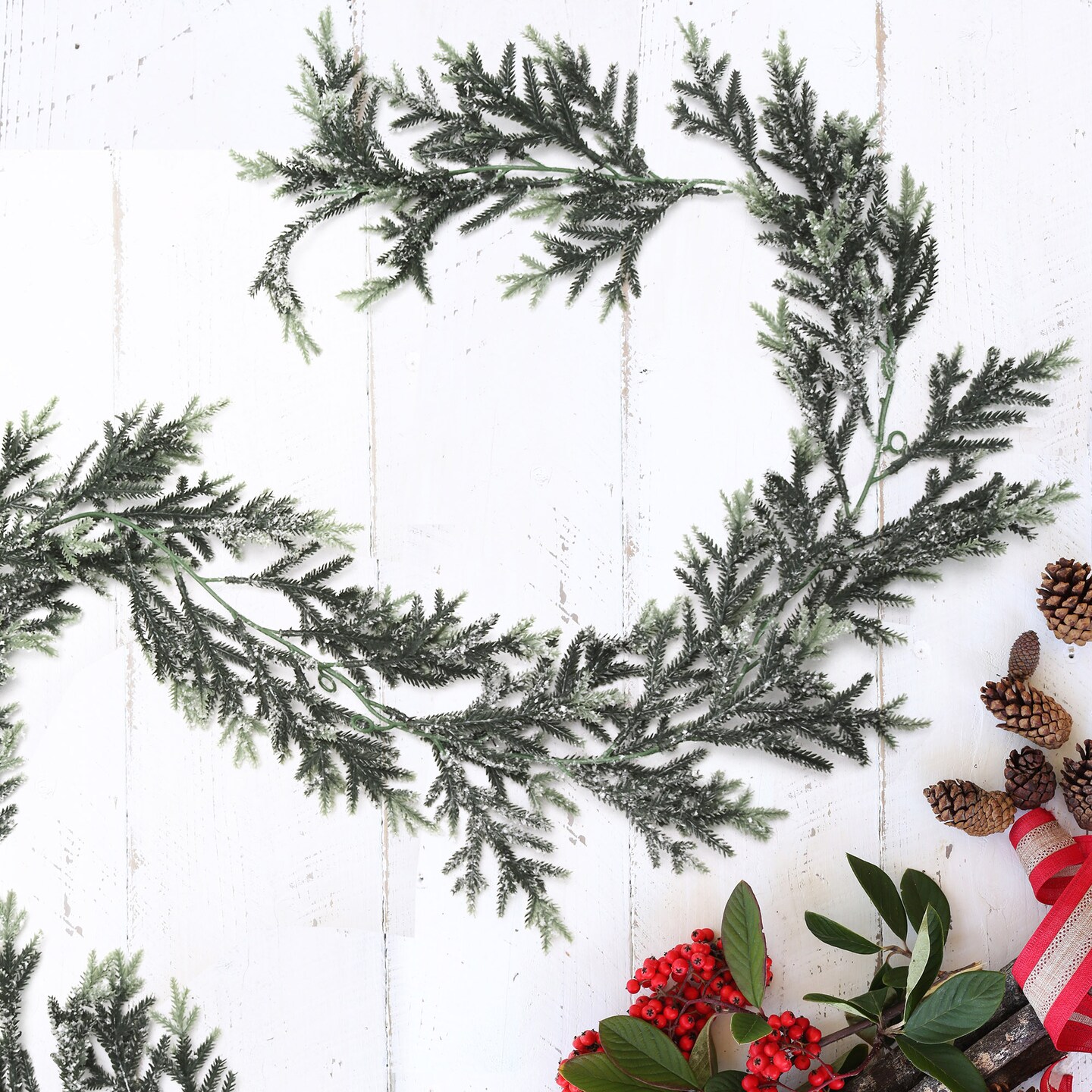 75&#x22; Iced Frasier Fir Garland, Artificial Frosted Pine Greenery, Christmas Garland, Christmas Decoration, Ideal for Mantel, Staircase, Indoor/Outdoor Xmas Home D&#xE9;cor