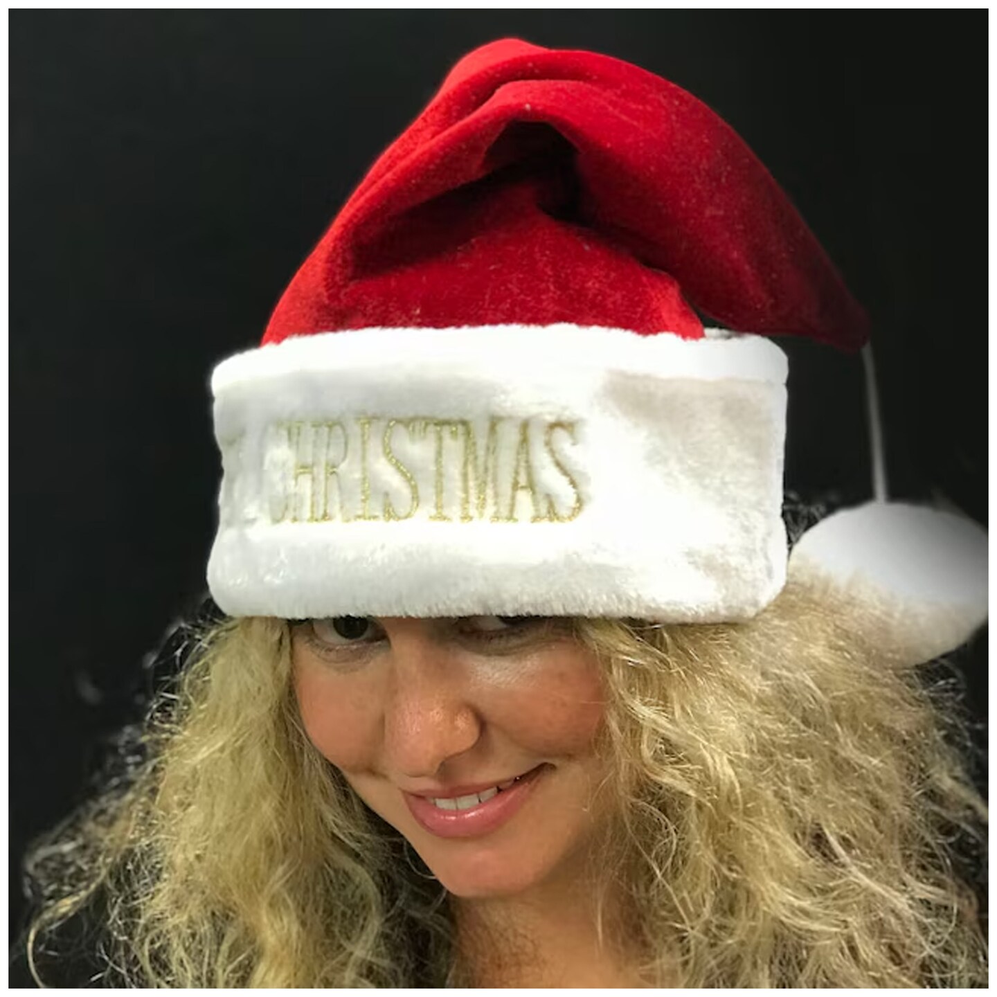 Holiday Living One Size Red Santa Hat Polyester Santa Claus