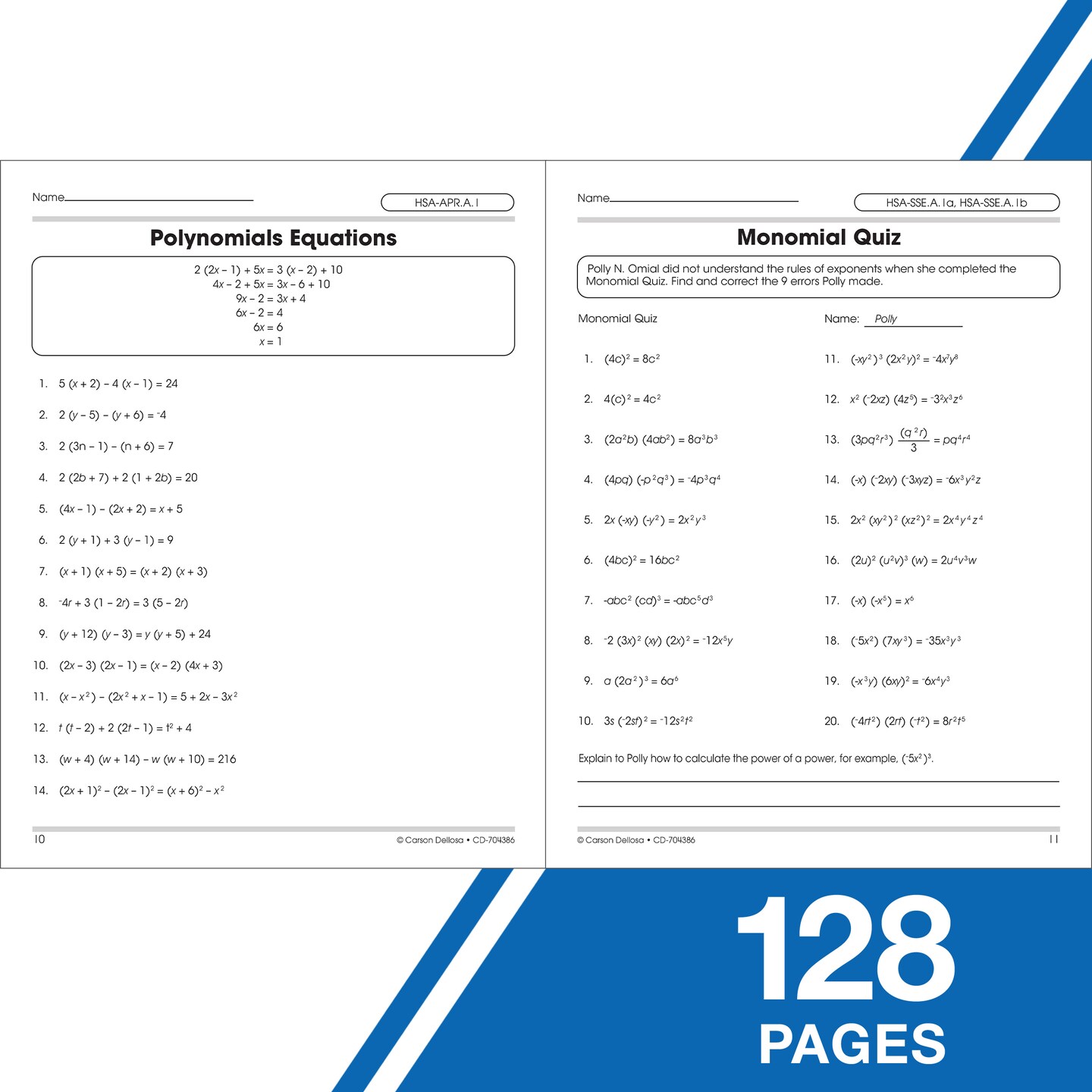 Carson Dellosa The 100+ Series: Algebra 2 Workbook, Trigonometry, Algebraic Functions, Quadratic Equation Practice, Factoring Polynomials, Math Workbooks for Classroom or Homeschool Curriculum