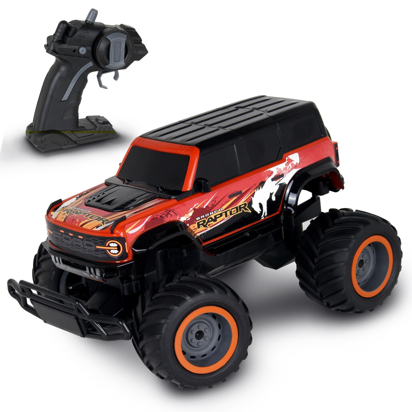 Mean Machines: RTR RC - Ford Bronco Raptor - Red - 2.4 Ghz High Performance for Donuts &#x26; Wheelies, Turbo Boost, Ready-To-Run Radio Controlled Vehicle