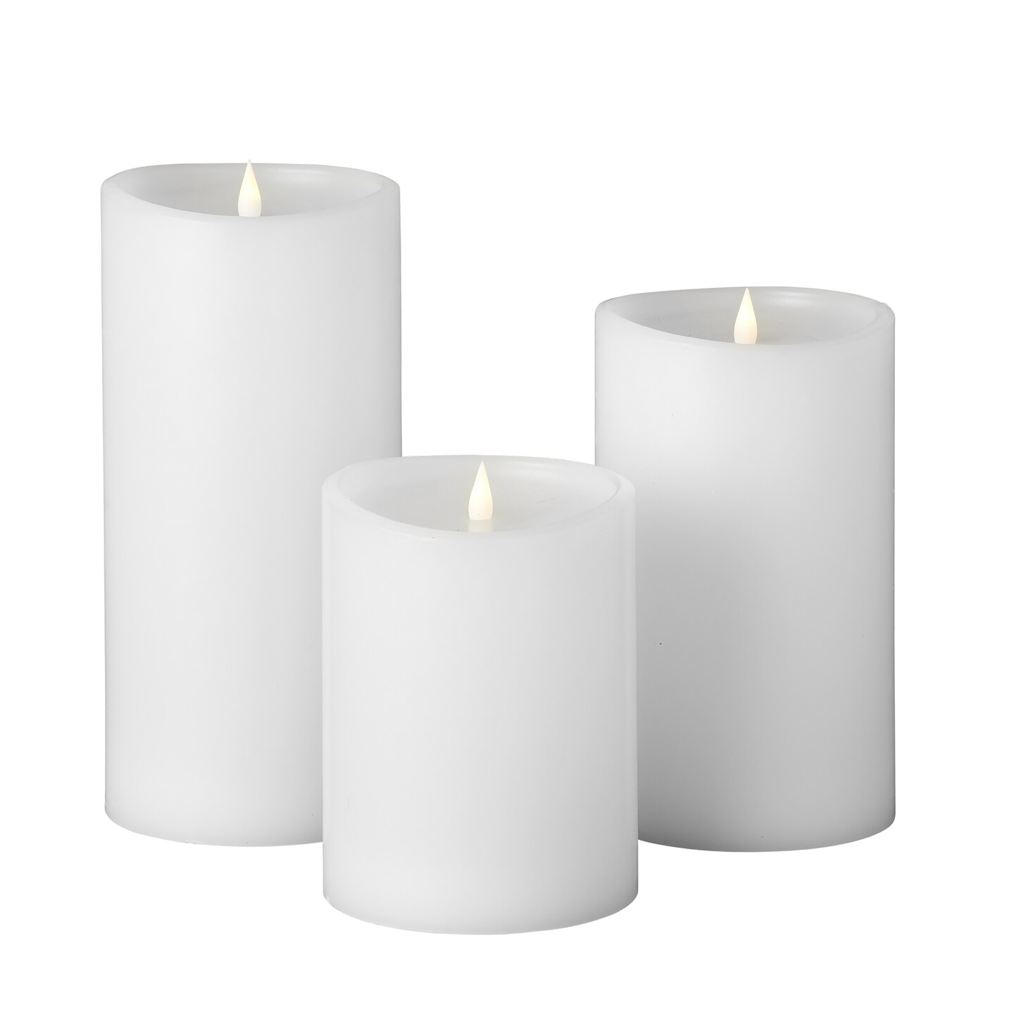 Christmas Classic Motion Flameless Candle 3pc Set -5x7, 5x9, 5x11 White
