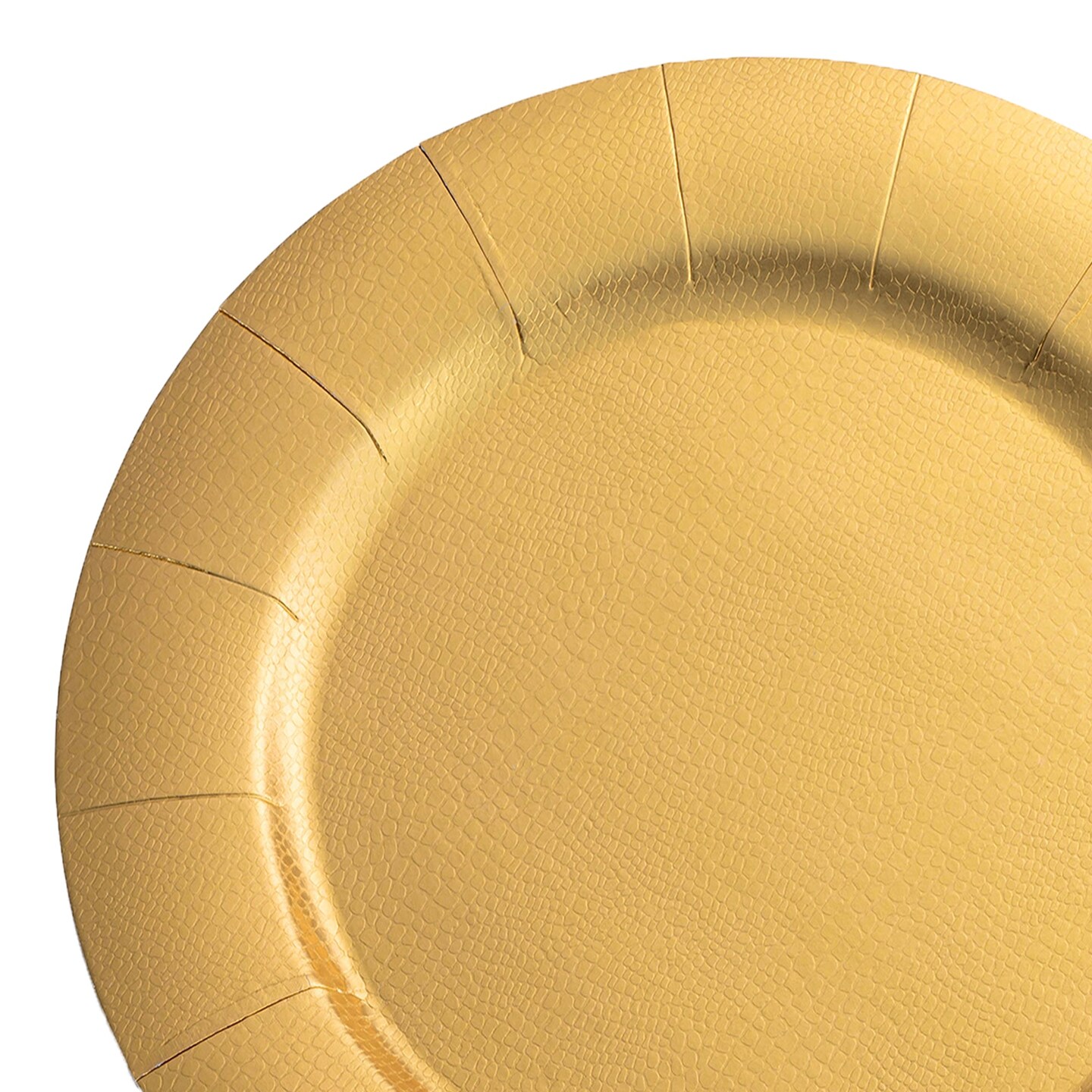 Gold Round Disposable Paper Charger Plates - 13&#x22; (120 Plates)