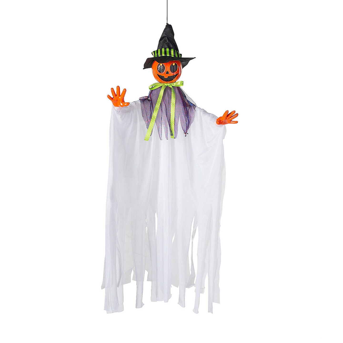 Animated Smiling Pumpkin Scarecrow Hanging Decoration 47 1/4&#x22;
