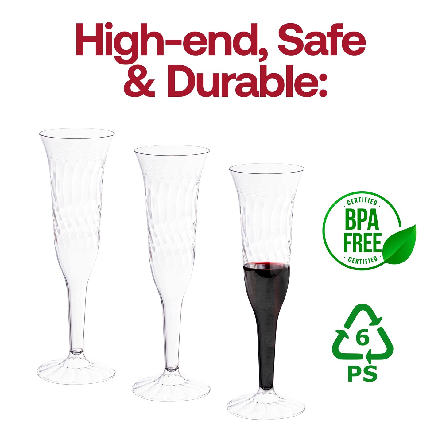 Clear Plastic Champagne Flutes - 5 oz. (96 Flutes)