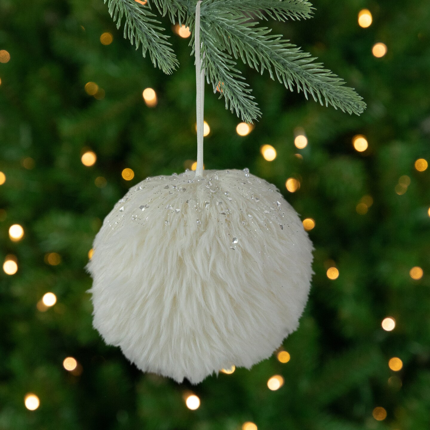 Northlight Faux Fur Christmas Ball Ornament - 4&#x22; - White