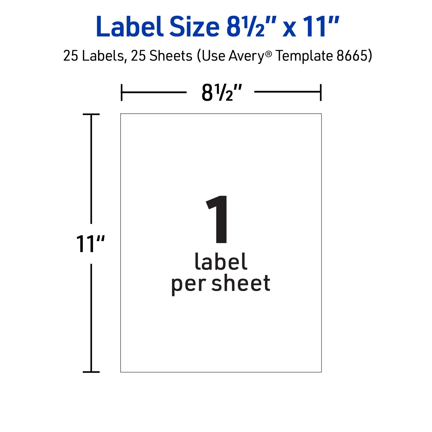 Avery Full Sheet Printable Shipping Labels, 8.5" x 11", Matte Clear, Inkjet, Create Custom Labels Using Scissors or Electronic Cutting Machines, 25 Blank Mailing Labels (8665)